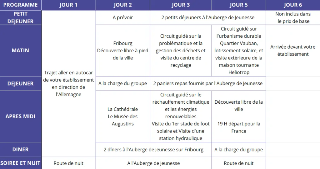 Programme Fribourg